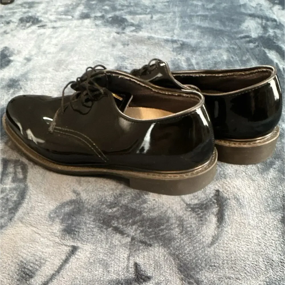 Men's Black USAF Patent Leather Lace-Up Dress Shoes Round Toe US 10